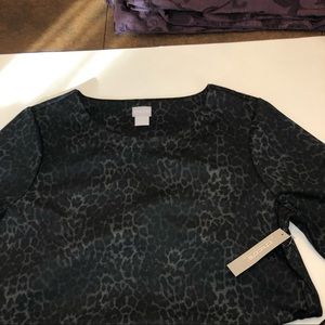 Leopard print tunic, Chico’s size 2, reg size 12-14, new w tag